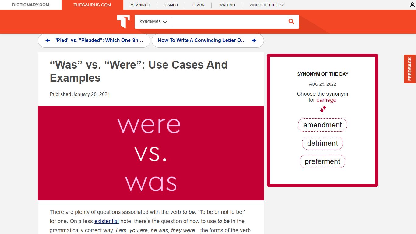 "Was" vs. "Were": Use Cases And Examples - Thesaurus.com