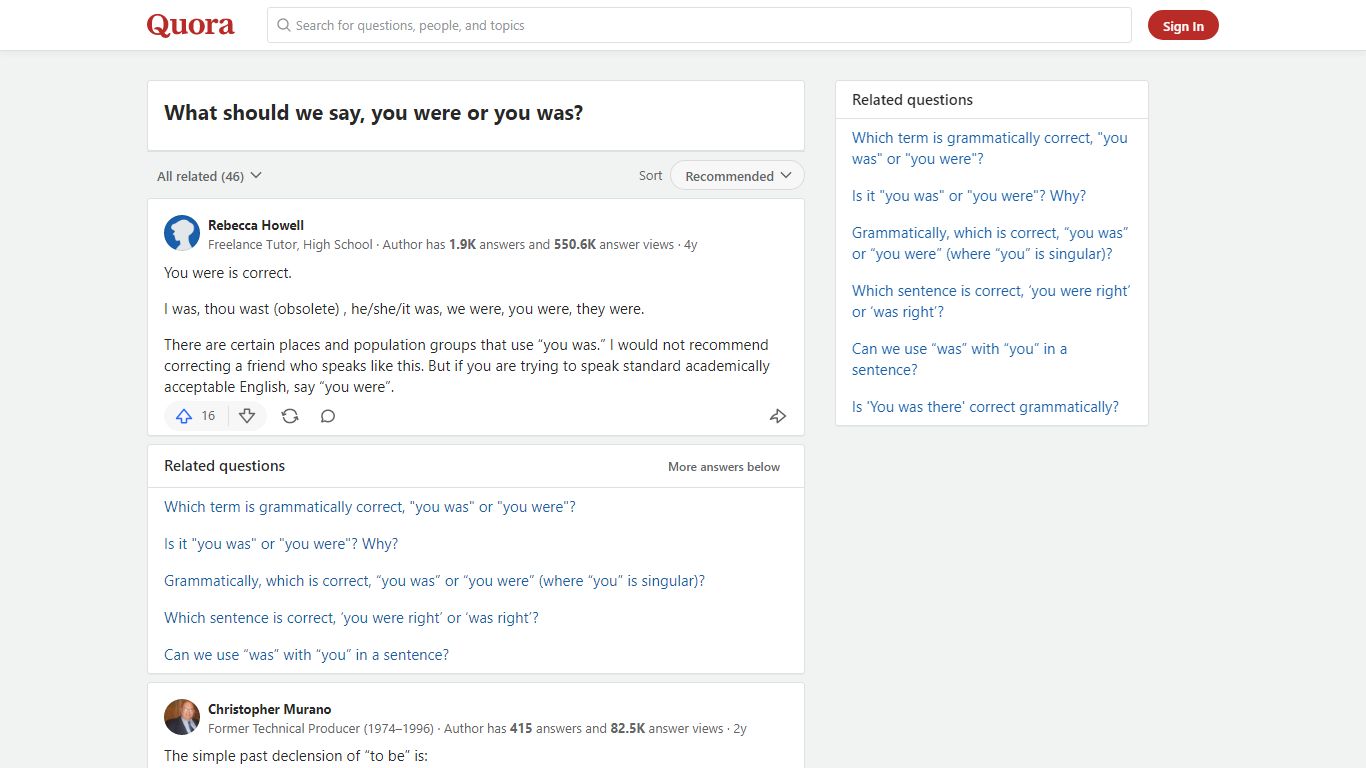 What should we say, you were or you was? - Quora